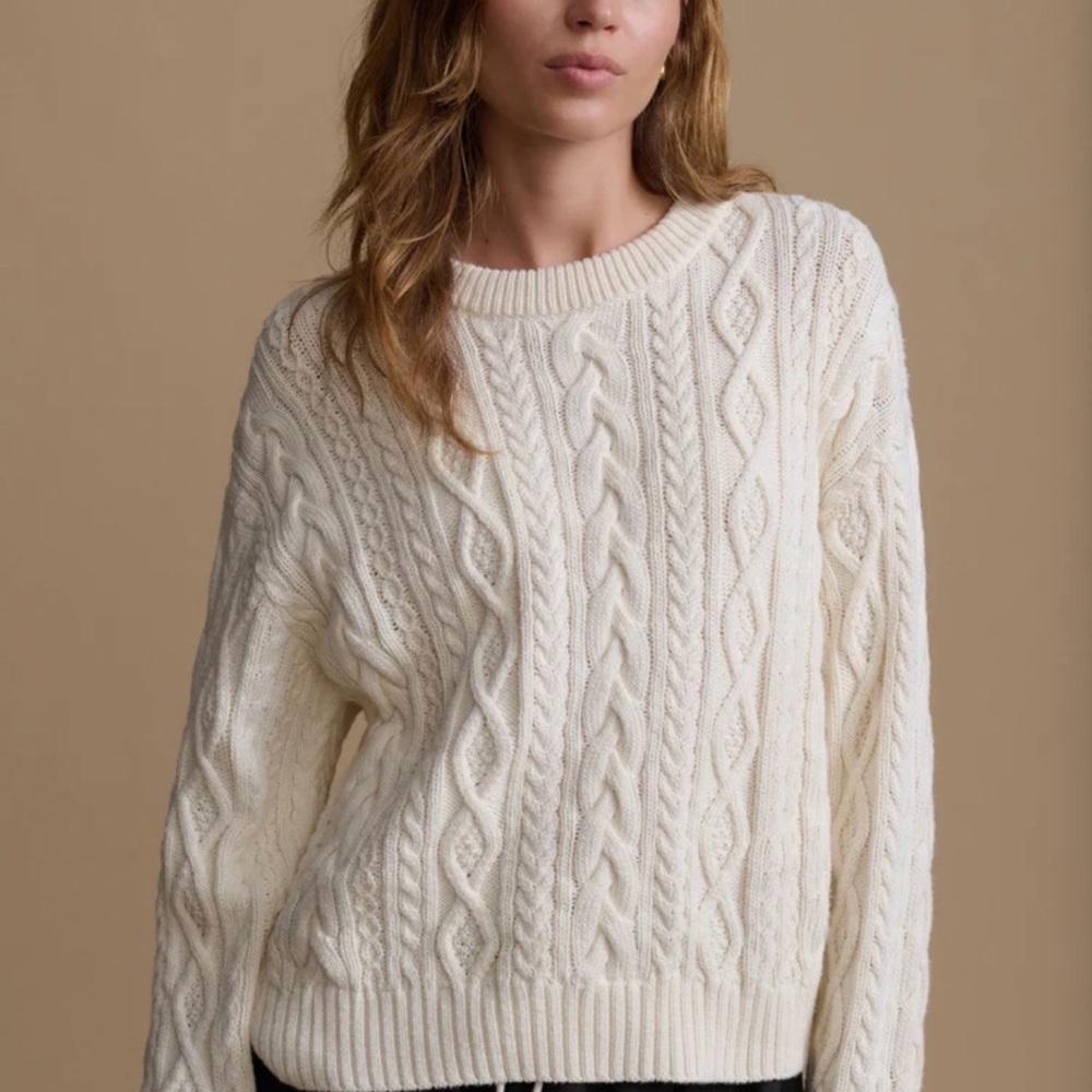 Jenni Kayne aire Cable-Knit Crewneck Sweater